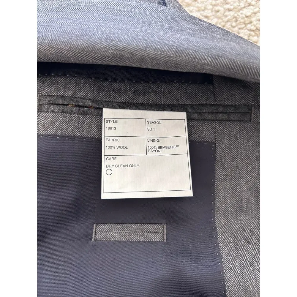 J.Crew Ludlow Jacket Blazer Men's 42R Gray Italian Wool Herringbone Tollegno